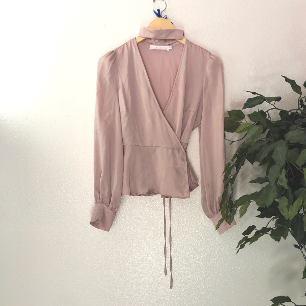 ASTR The Label Pink Wrap Blouse